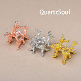 Elegant coral branch crystal display stands in rose gold, silver, and gold finishes