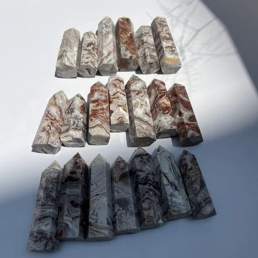 Wholesale Crazy Lace Agate Crystal Tower Natural Healing Stone