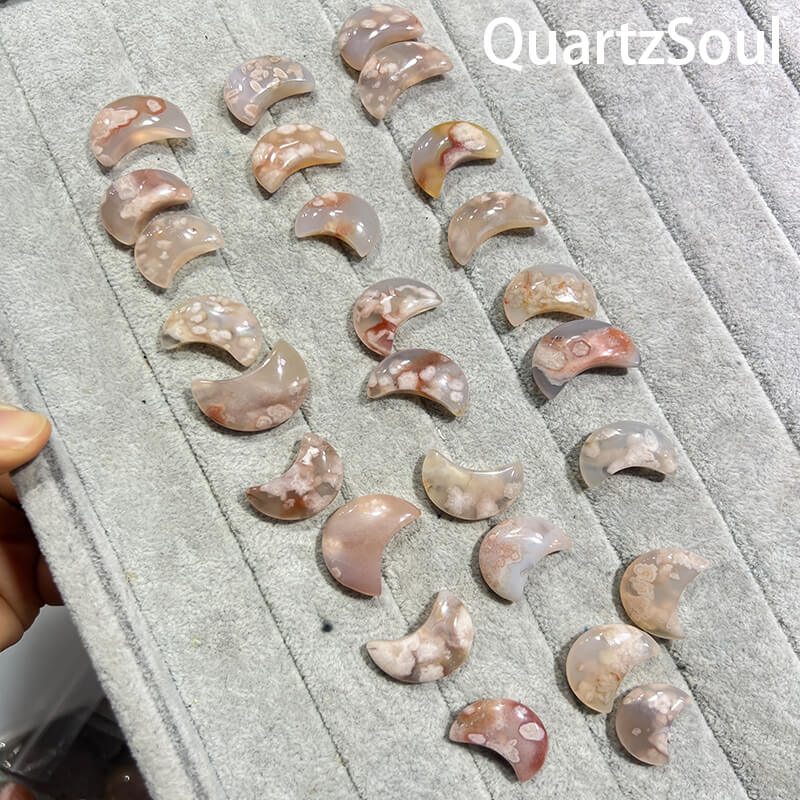 Crescent Shape Flower Agate Wholesale Crystal Collection