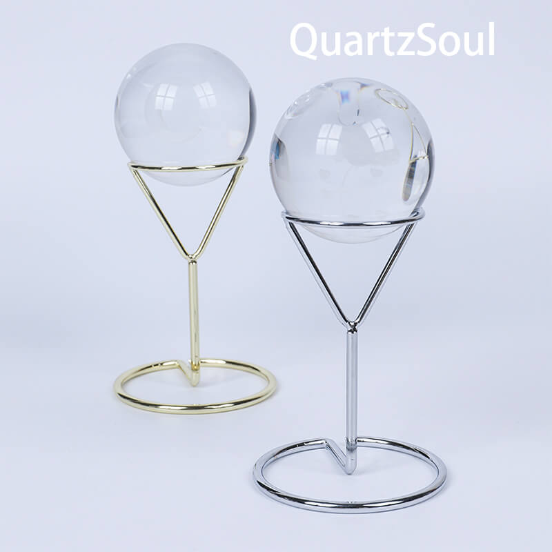 Crystal Sphere Display Stands in Silver and Gold Finishes