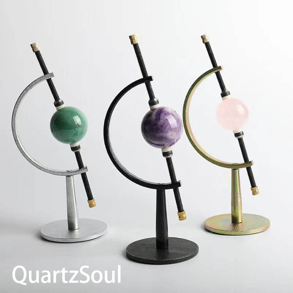  Crystal Display Stands Showcasing Gemstone Spheres in Multiple Finishes