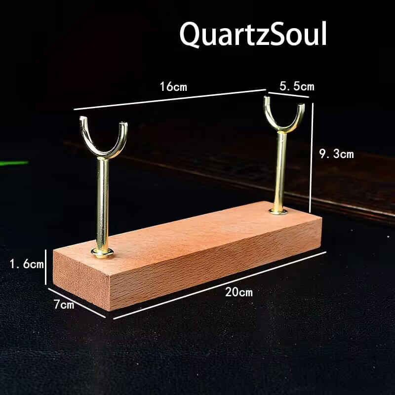 Wooden Crystal Display Stand with Dual Metal Holders