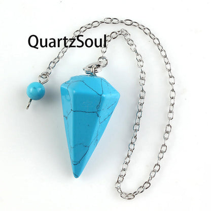 Blue Turquoise Crystal Pendulum for Communication and Healing