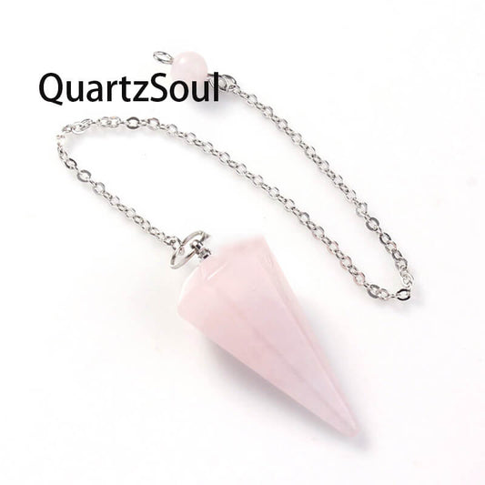 Natural Rose Quartz Crystal Pendulum for Love and Healing