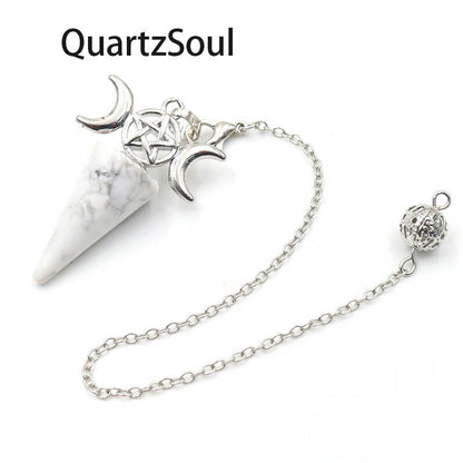 White turquoise pendulum crystal for spiritual guidance and divination practice