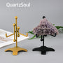  Gold crystal display stand showcasing amethyst cluster with adjustable positioning