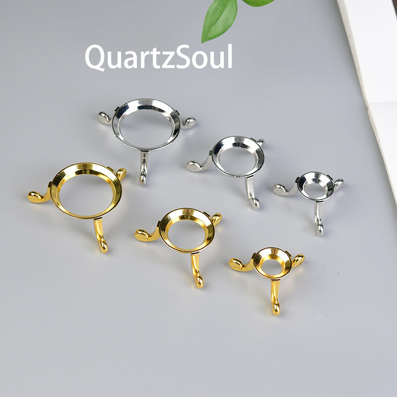 Crystal display stand set with gold and silver tripod holders in various sizes