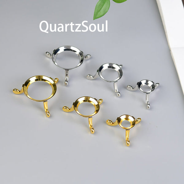 Crystal display stand set with gold and silver tripod holders in various sizes