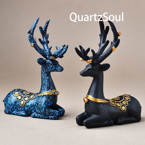 Elegant blue deer crystal ball display stand for gemstone spheres and minerals