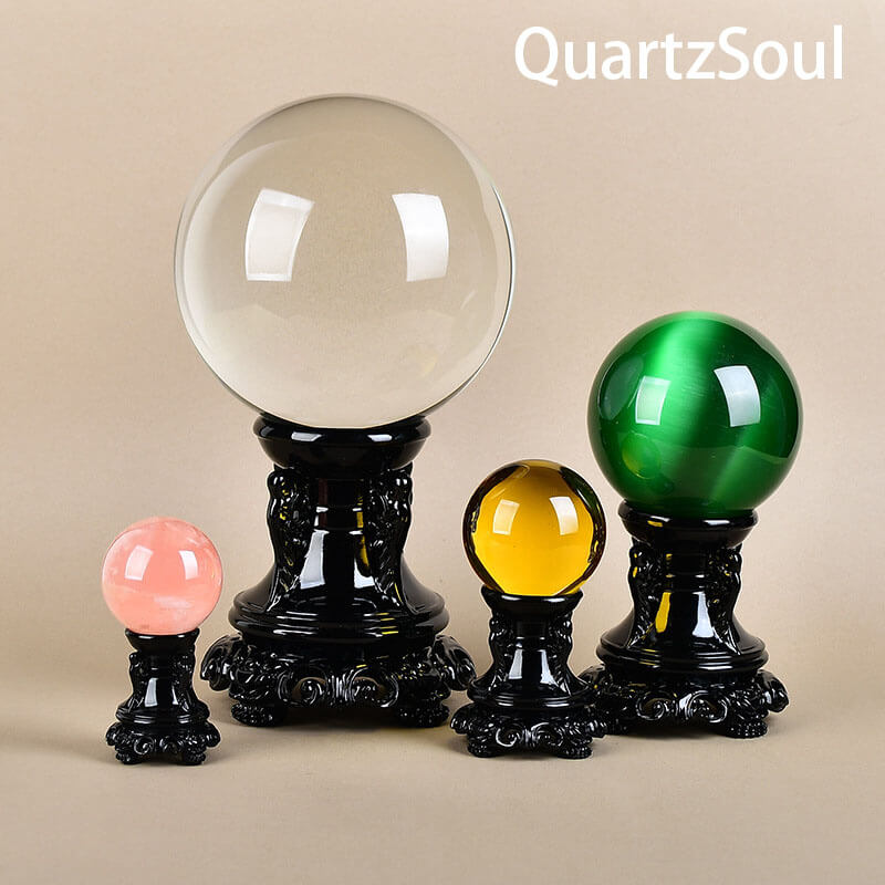 Elegant Black Crystal Ball Stands in Multiple Sizes for Sphere Display