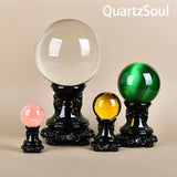 Elegant Black Crystal Ball Stands in Multiple Sizes for Sphere Display