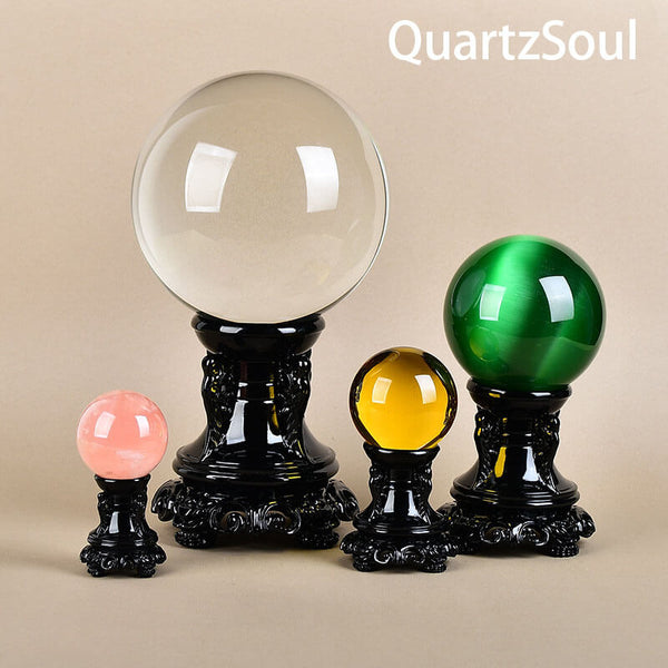 Elegant Black Crystal Ball Stands in Multiple Sizes for Sphere Display