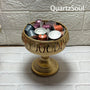 Gold crystal display stand and candle holder with decorative bowl design