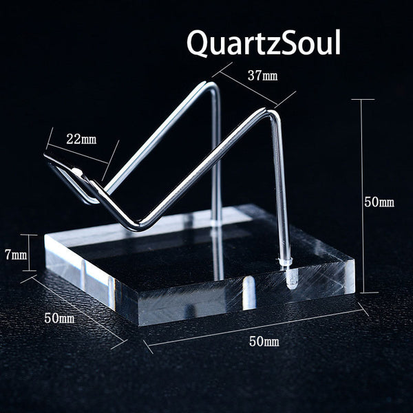 Small crystal display stand with acrylic base for mineral specimens and gemstones