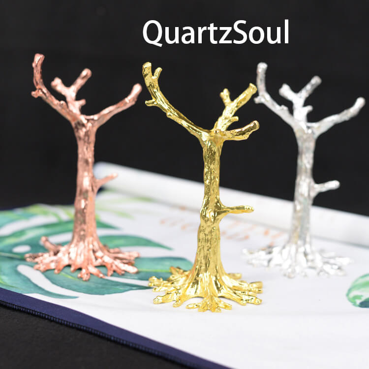 Elegant tree branch crystal display stand for spheres in gold and silver finishes
