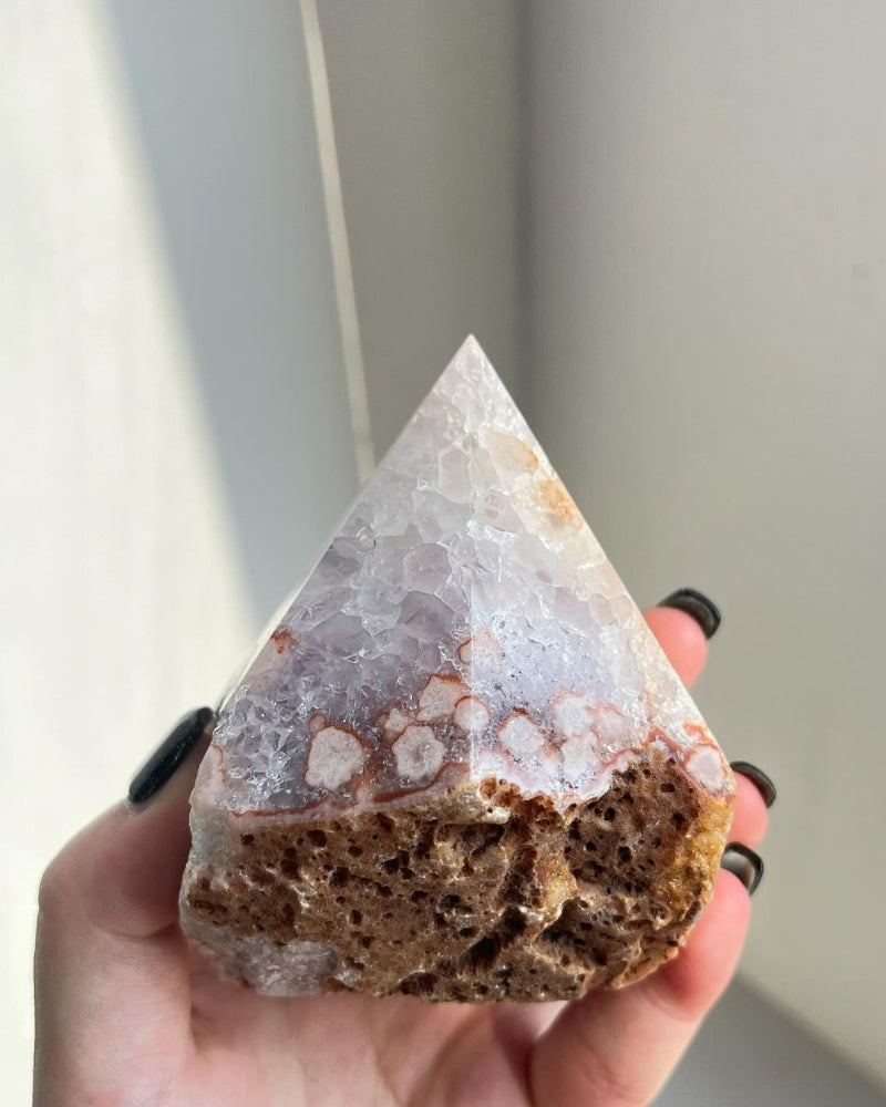 Flower Agate Points Display for Crystal Shops Wholesale