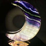 Fluorite lamp in meditation space with healing crystals