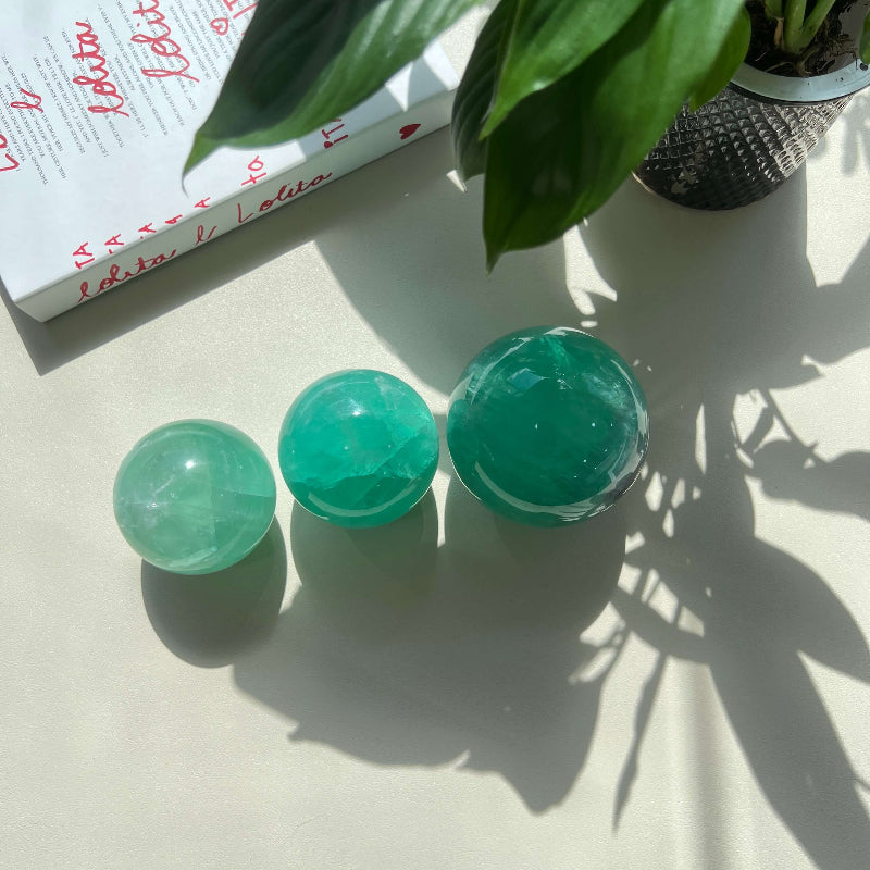 Fluorite Sphere with Crystal Display Stand