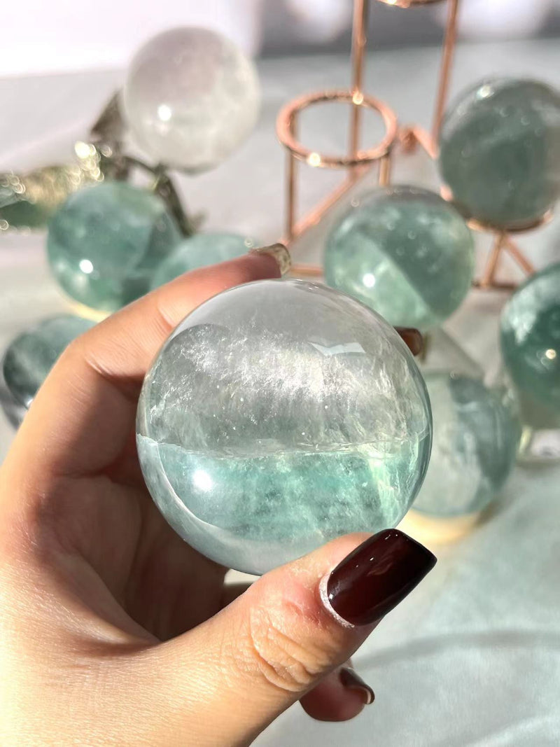 Healing properties of light green fluorite crystal sphere
