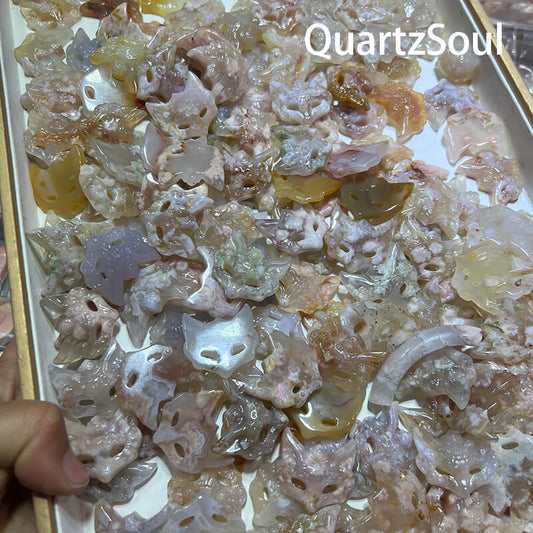 Premium Fox Shape Blossom Agate Crystals Wholesale Bulk Supply