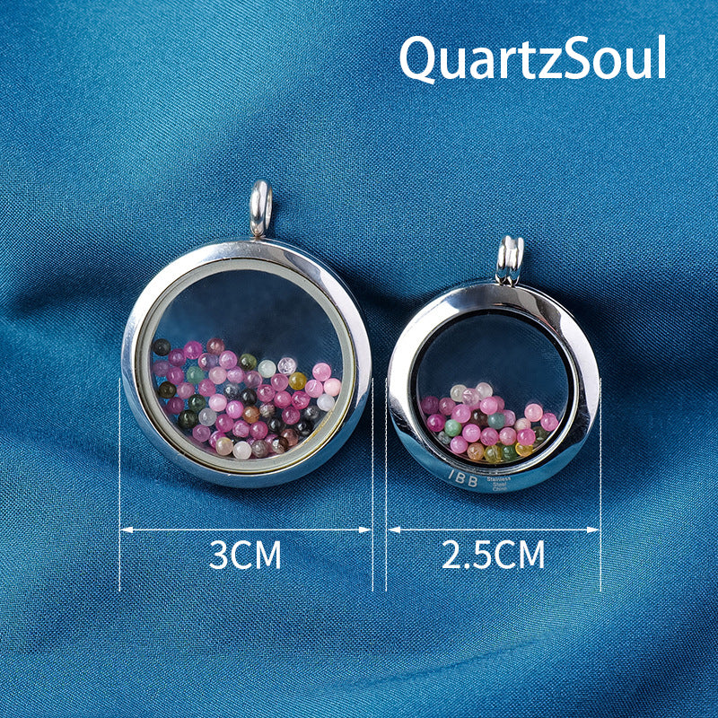 Open Glass Photo Box Crystal Pendant Showing Interior Compartment