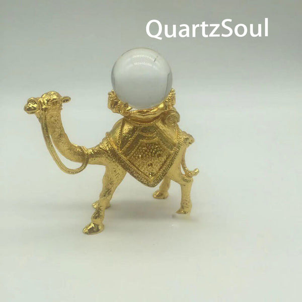 Gold Camel Crystal Ball Stand Holder for Displaying Spheres and Minerals