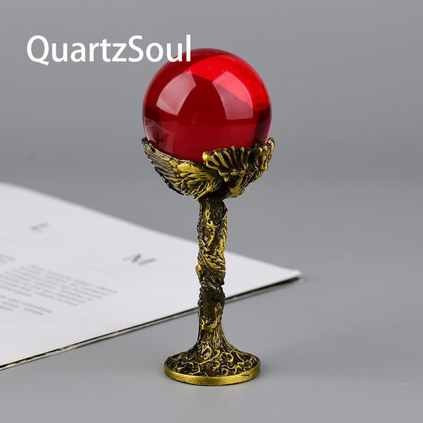 Dragon-Crafted Crystal Sphere Display Stand with Variants