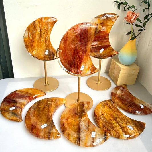 Natural Golden Healer Moon Crystal with vibrant golden inclusions for healing and spiritual practices