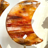 Close-up of Golden Healer Moon Crystal revealing internal golden structures