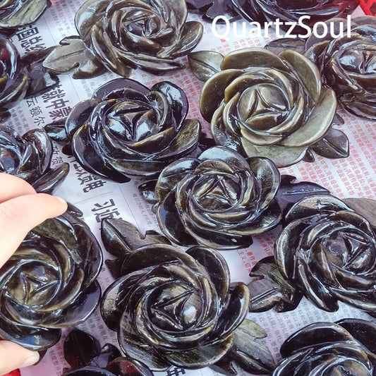 Golden Obsidian Rose Crystal Flower Wholesale Bulk Supply