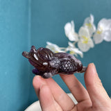 Side View of Golden Toad Ametrine Crystal Carving
