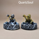 Handcrafted Gorilla Crystal Ball Display Stand with Mountain Base