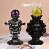 Gothic Lion and Skull Crystal Ball Stands for Spheres Minerals Display Collection Holder