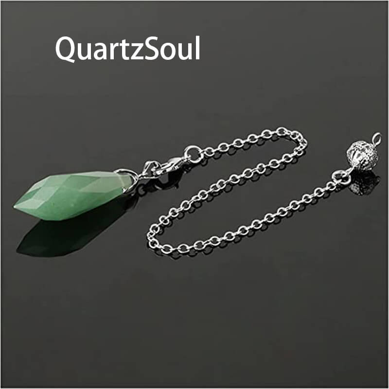 Green Aventurine Divination Pendulum with Silver Chain
