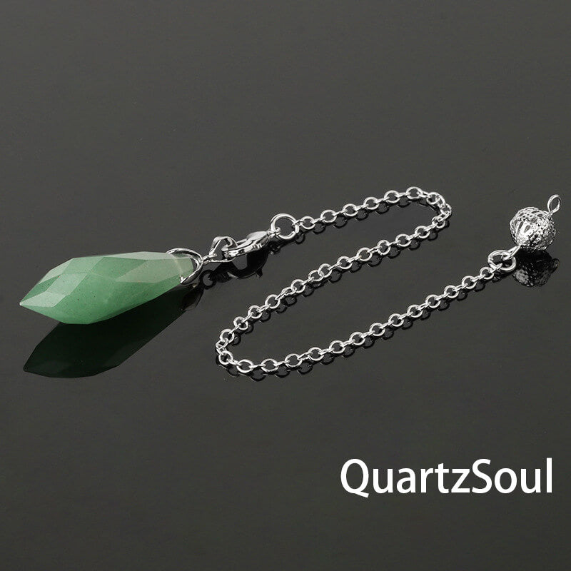 Green Aventurine Faceted Crystal Pendulum for Prosperity