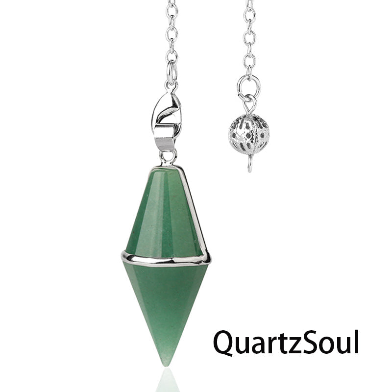 Green Aventurine faceted crystal pendulum for abundance and prosperity readings