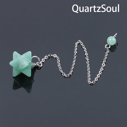 Green Aventurine Merkaba Star Pendulum for Prosperity