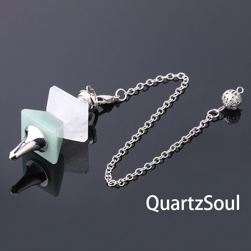Green Aventurine pyramid crystal pendulum for prosperity divination