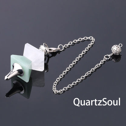 Green Aventurine pyramid crystal pendulum for prosperity divination