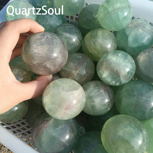Premium wholesale Green Fluorite crystal sphere with translucent banding