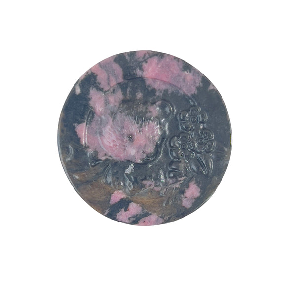 Handcrafted Rhodonite Bear Crystal Detail Healing Stone