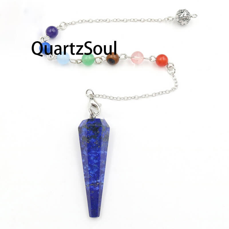 Lapis Lazuli Crystal Pendulum with Chakra Chain for Truth Seeking