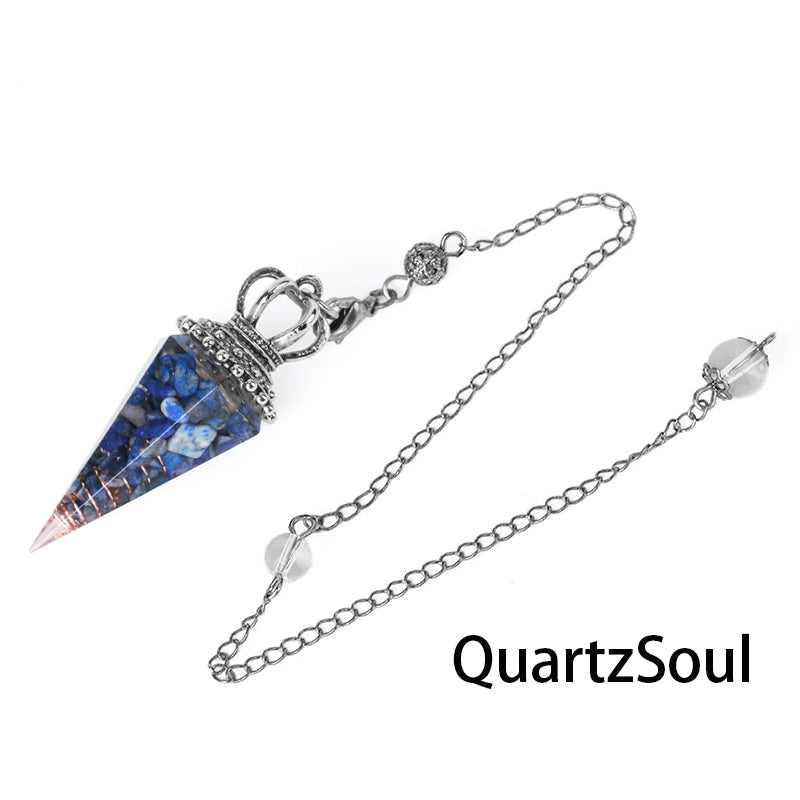 Lapis Lazuli crystal pendulum with silver crown cap for intuition