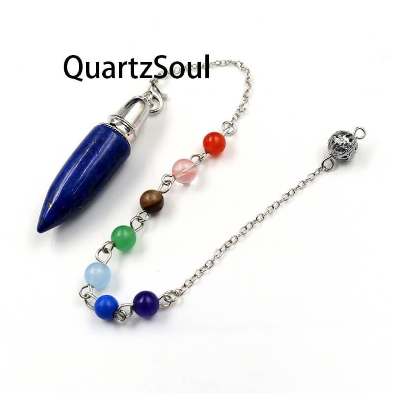 Lapis Lazuli Dowsing Pendulum with Seven Chakra Bead Chain