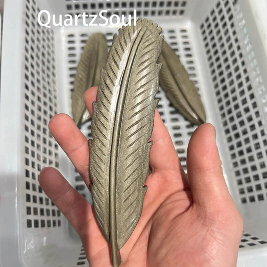 Leaf-shaped golden obsidian carving crystal available for wholesale
