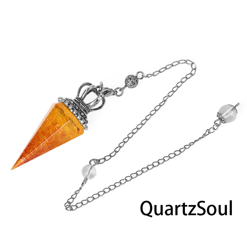  Lemon Crystal pendulum with decorative silver crown top
