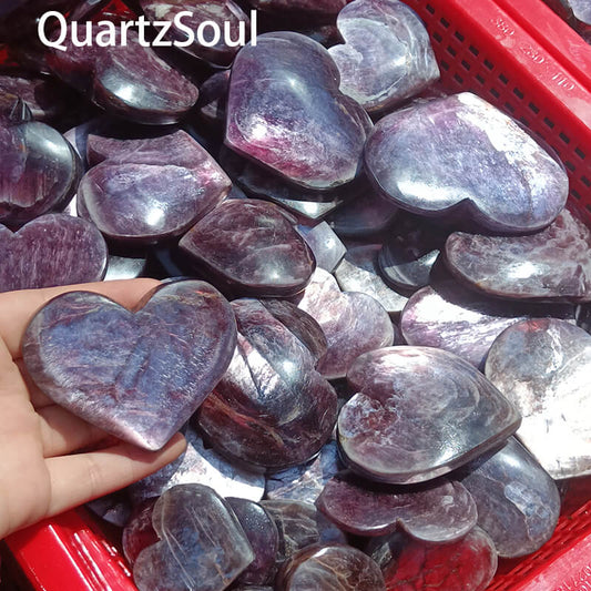 Lepidolite heart crystals wholesale bulk purple healing stones