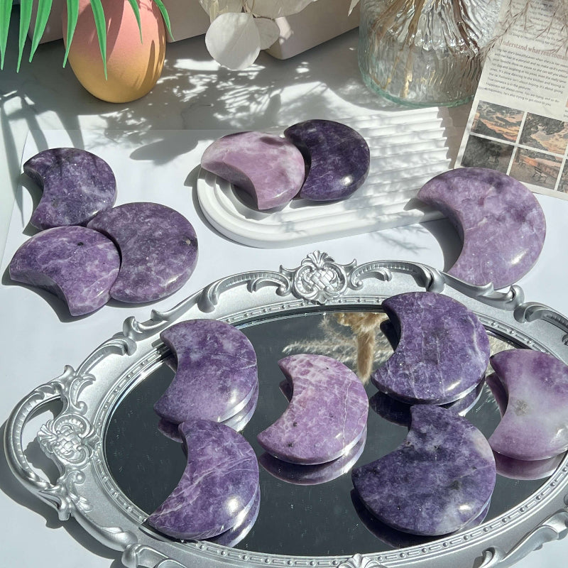 Natural purple Lepidolite Moon Crystal with soothing energy