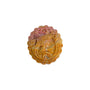 Pink rhodonite cabochon with magical girl carving, showing natural gradient coloration
