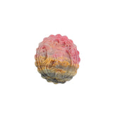 Natural rhodonite crystal with magical girl pattern carving showing pink and yellow layers